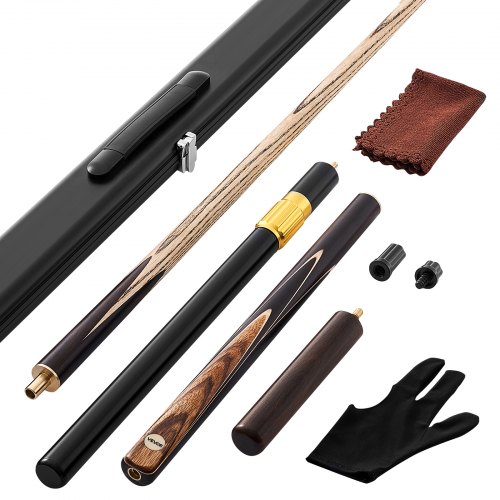VEVOR Snookerqueue Billardqueue (1447,8 mm / 540 g) mit Verlängerungsstange & Lederspitze & Aluminiumkoffer & Handtuch, Billardstock geeignet für professionellen Billardtisch, Bar, Zuhause, Büro