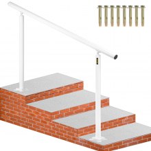 VEVOR Treppengeländer-Set, 1,5 m Handläufe 0-5 Stufen, verstellbarer Winkel, weiße Aluminium-Treppenhandschiene für ältere Menschen, Handläufe für Außenstufen