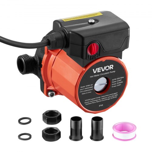 

VEVOR Umwälzpumpe, 38 LPM, Umwälzpumpensystem mit sofortiger Zirkulation, 3-Gang-Steuerung, 100 W, AC 220–240 V, G3/4 Zoll auf G1/2 Zoll Adapter, Gusseisenkopf, für Warmwasserbereitersystem