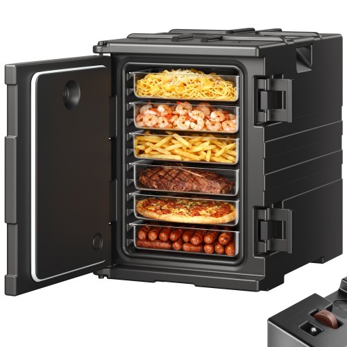 VEVOR Isolierte Thermobox Warmhaltebox 90 L, LLDPE-Lebensmittelbehälterträger mit Doppelschnallen, Speisewärmer mit Griffen, Transportbox für Restaurant, Kantine, Isolierbox 645 x 445 x 610 mm