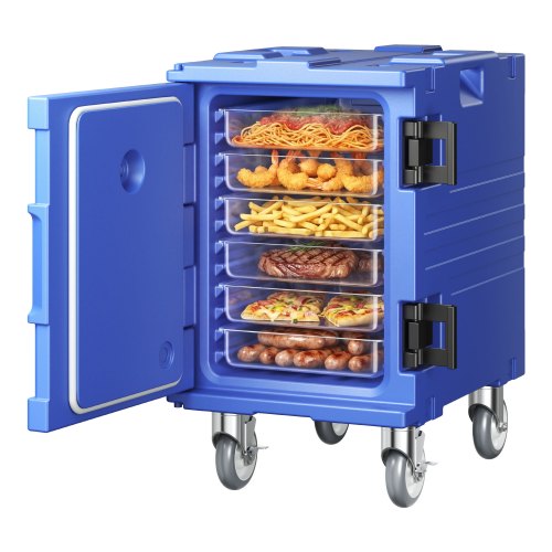 

VEVOR Isolierter Lebensmittelbehälterträger, 82 Qt Hot Box für die Gastronomie, LLDPE-Lebensmittelbehälterträger mit einteiliger Schnalle, Frontlader mit Griffen, Endlader mit Rädern für Restaurant, Kantine usw.