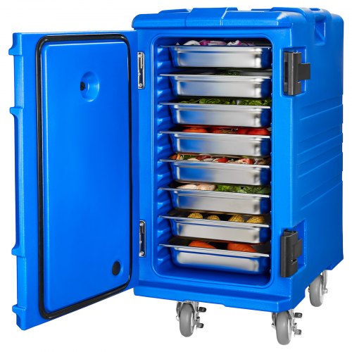 

VEVOR Isolierter Speisenbehälterträger Warmhaltebox für Gastronomie 120 L, Speisenbehälter mit Doppelschnallen & Griffen, Speisenbehälterträger Lebensmitteltransportbox für Restaurant Kantine blau