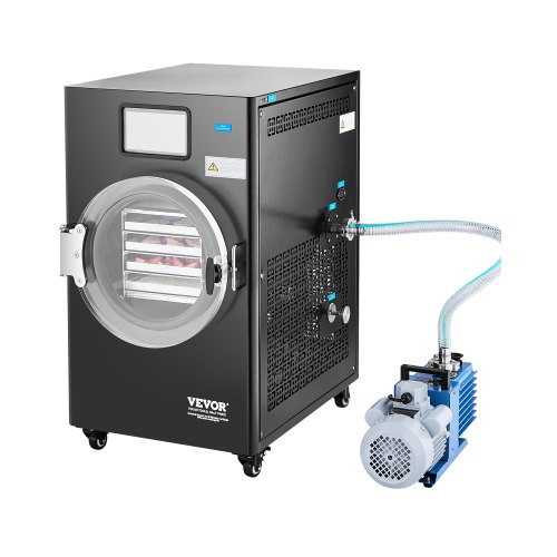 

VEVOR Gefriertrockner Gefriertrocknungsmaschine Trocknungsausrüstung (4–6 kg Kapazität) für Lebensmittel mit 4-lagigen Tabletts & einstellbarer Temperatur und Zeit, für Früchte Obst Schwarz