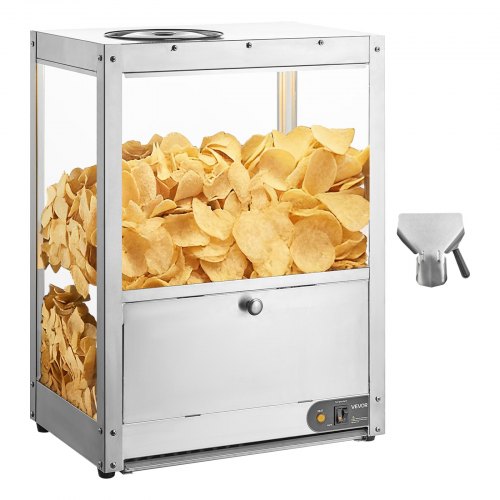 VEVOR Kommerzielle Nacho-Maschine 80 L, Elektrischer Chip-Wärmer 300 W mit Heizplatte & Wärmelampe & Ablenkplatte, Nacho-Chip-Wärmer aus Edelsstahl für Popcorn Kartoffelchips Erdnusschips