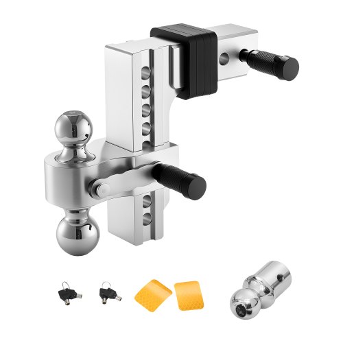 VEVOR Verstellbare Anhängerkupplung, 20,3 cm Kugelkupplung, Dreikugelhalterung für 63,5 mm Empfänger, Anhängerkugelgröße 47,6/50/58,7mm, max. 8390kg, für Wohnmobile, Geländefahrzeuge und LKWs