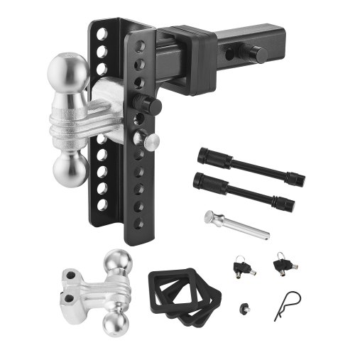 VEVOR verstellbare Anhängerkupplung, 203 mm Kugelkopfhalterung, Kugelkopf und Zugmaul, Anhängerkupplung mit 50 mm und 58,7 mm Kugeln, 9750 kg GTW, Doppel-Ball-Kupplung mit Diebstahlschutzstift
