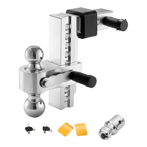 VEVOR Anhängerkupplung, 20,3 cm Kugelkupplung, Dreikugelhalterung für 5,08 cm Empfänger, Anhängerkugelgröße 47,6, 50,8 und 58,7 mm, max. 6800 kg, für Wohnmobile, Geländefahrzeuge und LKWs