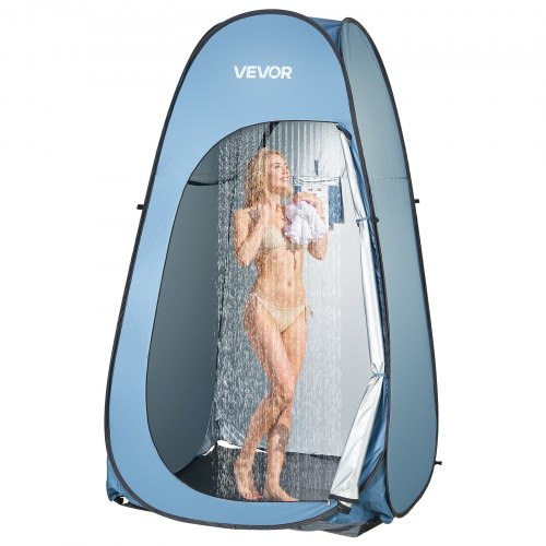 VEVOR Duschzelt mit Duschtasche Toilettenzelt (1194x1194 x1905 mm) Umkleidezelt inkl. Heringen & Seilen & Tragetasche, Sichtschutzzelt aus 190T Polyester für Camping Strand Angeln Blau