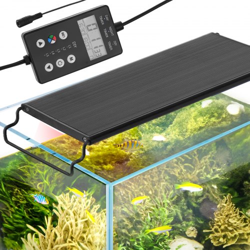 

VEVOR Aquariumlicht mit LCD-Monitor, 14 W Vollspektrum-Aquarienlicht mit 24/7-Naturmodus, Einstellbarer Helligkeit und Timer – Gehäuse aus Aluminiumlegierung, Ausziehbare Halterungen 30-46 cm