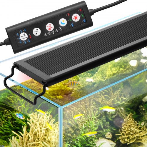 VEVOR 24 W Vollspektrum-Aquarienlicht mit 24/7-Naturmodus, Einstellbarem Timer & 5-stufiger Helligkeit, Aquarienbeleuchtung mit Ausziehbaren Halterungen aus Aluminiumlegierung, 61 bis 76 cm Aquarium