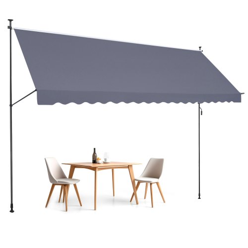 VEVOR Balkonmarkise Markise Klemmmarkise Sonnenmarkise mit Kurbel 450x120cm Grau