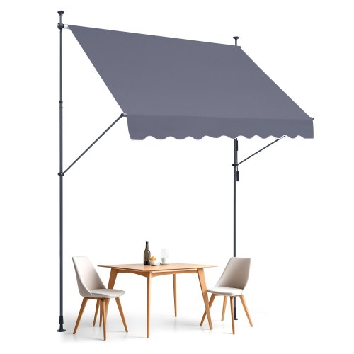 VEVOR Balkonmarkise Markise Klemmmarkise Sonnenmarkise mit Kurbel 250x120cm Grau