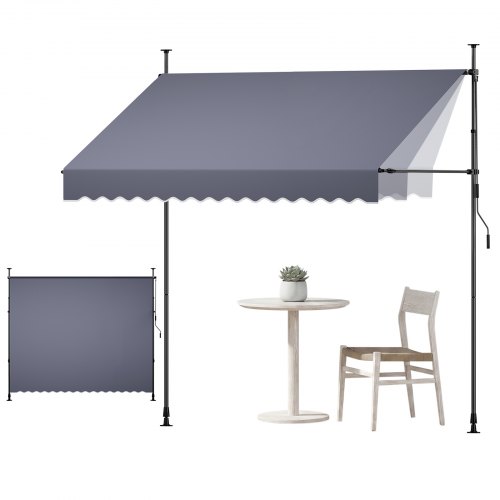 

VEVOR Klemmmarkise 300 cm, Höhenverstellbare Markise mit Handkurbel, Terrassenmarkise UPF 80+ Sonnenschutz, Sonnenmarkise, Balkonmarkise, Ideal für Terrasse, Balkon & Garten, Dunkelgrau