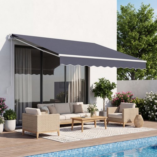 

VEVOR Gelenkarmmarkise 2,5x2 m, Einziehbare Markise mit Handkurbel, Terrassenmarkise UPF 80+ Sonnenschutz, Sonnenmarkise, Balkonmarkise für Terrasse, Balkon, Garten, & Fenster, Grau