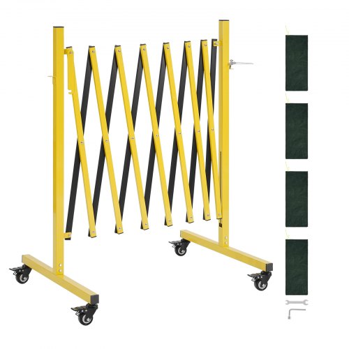 VEVOR Scherengitter Ausziehbar Absperrgitter mit Feststellbaren Rollen Scherensperre Max. 3,82 m Verstellbar, Outdoor Mobiles Schutzgitter für Warnwirkung Metallbarrikade für Außenbereich & Industrie