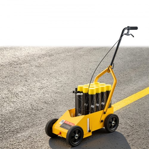 VEVOR Markierungswagen Linien-Markiergerät Linemarker 12 Spraydosen Gelb, Bodenmarkierung für Parkplatz Werkstatt Straße Einkaufszentrum Sportplatz 50-100 mm Einstellbare Linienbreite mit Adapterdüse