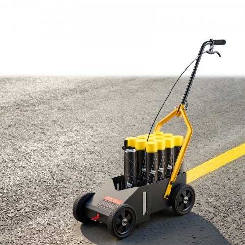 VEVOR Markierungswagen Linien-Markiergerät Linemarker 12 Spraydosen Schwarz, Bodenmarkierung für Parkplatz Werkstatt Straße Einkaufszentrum Sportplatz 50-100 mm Einstellbare Linienbreite mit Adapterdüse