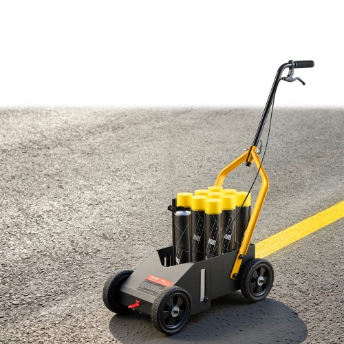 VEVOR Markierungswagen Linien-Markiergerät Linemarker 9 Spraydosen Schwarz, Bodenmarkierung für Parkplatz Werkstatt Straße Einkaufszentrum Sportplatz 50-100 mm Einstellbare Linienbreite mit Adapterdüse