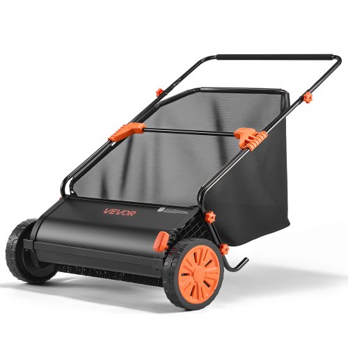 VEVOR gazonveger, 76 cm veegbreedte, veegmachine met 340 liter opvangbak en verstelbare borstelhoogte, bladverzamelaar, bladveger, bladveger met rubberen wielen voor het verwijderen van bladeren en gras.