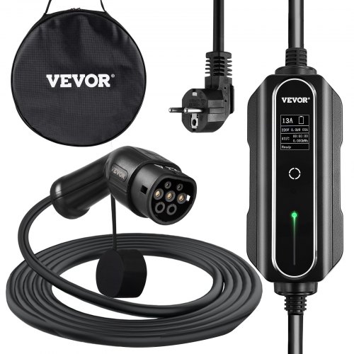 

VEVOR EV Ladegerät 13 A EV Ladekabel für EU Standard, 10 m Ladestation für Elektroauto 2 Pin Schuko Stecker, 3 kW Elektrofahrzeug, 250 V IP54-Anschluss mit LCD Digitalbildschirm & CE Zertifizierung