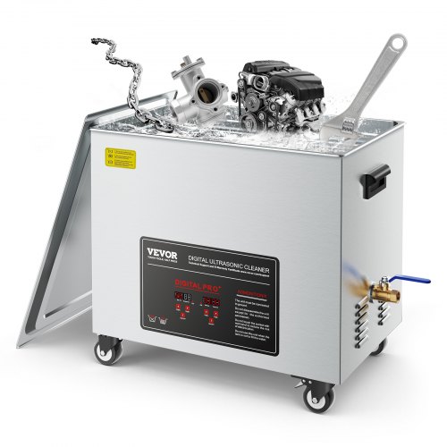 

VEVOR 50 L Ultraschallreiniger, professionelle Ultraschallreinigungsmaschine mit Reinigungskorb & Digitalanzeige, 840 W Edelstahl 40 kHz Reinigungsmaschine mit Rädern für Teile Vergaser Instrumente
