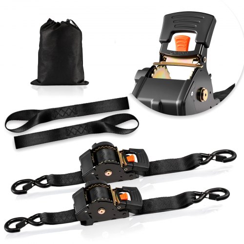 VEVOR Automatik Spanngurt, 50,8 mm x 3 m, Zurrgurte mit S-Haken, 1375 kg Bruchlast, 2 weiche Schlaufen, Ratschenmechanismus für Umzüge, Anhänger, Motorräder, Kajaks, Autodächer, 2er-Pack