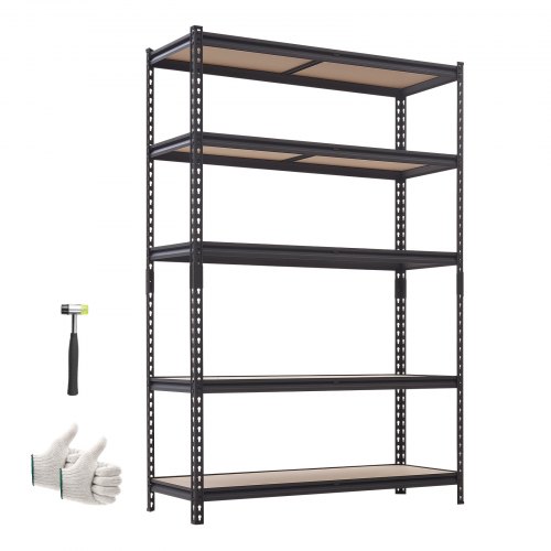 VEVOR Schwerlastregal Lagerregal mit 5 Ablagen 1228x459x1813mm 907,2kg, Stahlgestell, Teilbares & Verstellbares Design für DIY, Werkbank Funktion, Flexibles Steckregal für Keller Garage Werkstatt