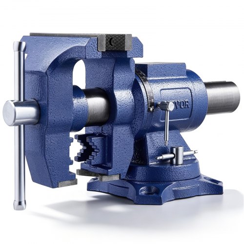 VEVOR Hochleistungs-Schraubstock, 165 mm Backenbreite, 125 mm max. Backenöffnung, Mehrzweck-Schraubstock aus Sphäroguss mit Amboss, 360° schwenkbarer Basiskopf, 75 mm Ausladung, 24,98 kN Klemmkraft