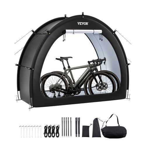 

VEVOR Fahrradzelt, 1 bis 2 Fahrräder, geräumige Fahhrradgarage mit belüftetem Fenster, fächerförmige Fahrradschuppe mit hochfestem Fiberglas & Doppelreißverschlüssen, 1706x2011x792 mm