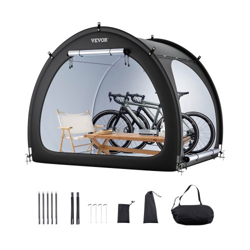 

VEVOR Fahrradzelt, 4 bis 5 Fahrräder, geräumige Fahhrradgarage mit belüftetem Fenster, fächerförmige Fahrradschuppe mit hochfestem Fiberglas & Doppeltür, 1706x2133x1524 mm