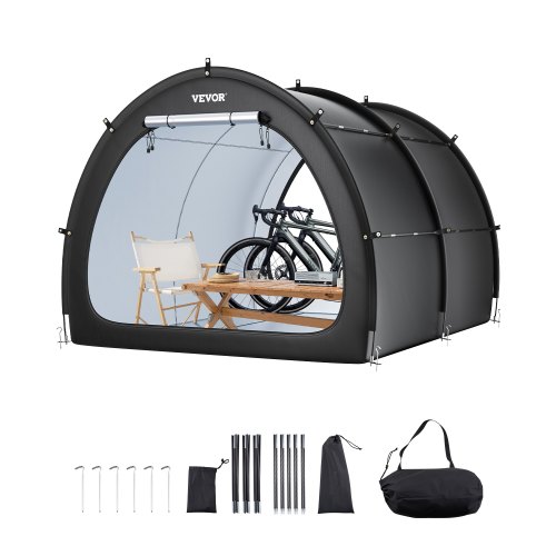 VEVOR Fahrradzelt, 5 Fahrräder, geräumige Fahhrradgarage mit belüftetem Fenster, fächerförmiges Fahrradschuppe mit hochfestem Fiberglas & Doppelreißverschlüssen, 1706x2133x2438mm