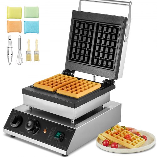 

VEVOR Kommerziellen Waffeleisen Rechteck Waffel Bäcker Maschine 2kW 2 Waffeln