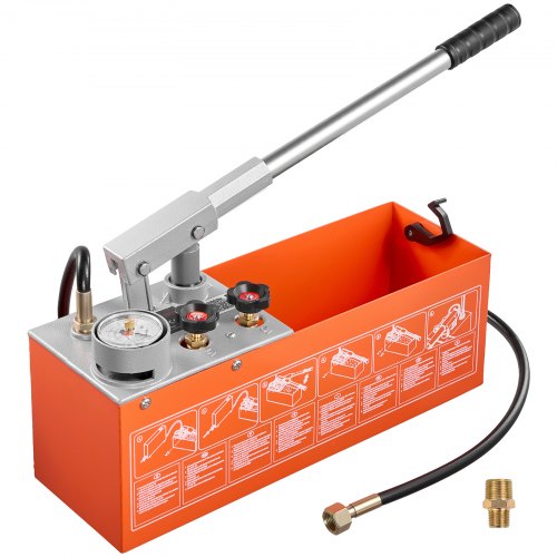 VEVOR Hydraulische Abdrückpumpe Druckprüfpumpe 11,36 L 0-50 bar Doppelventil, Handdruckpumpe mit Manometer und Tank, für Rohrleitungen, Wasserleitungen, Heizungen, Druck- und Leckprüfung