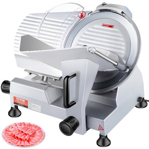 VEVOR Kommerzieller Fleisch Allesschneider 240 W, Elektrische Aufschnittmaschine Lebensmittelschneider mit 25,4 cm-Kohlenstoffstahlklinge, 0-12 mm Einstellbare Dicke für Fleisch, Käse, Gemüse usw.