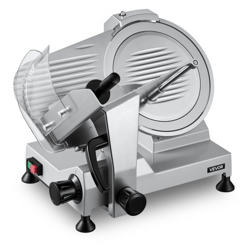 VEVOR elektrische vleessnijmachine met 300 mm mes, 320 W, universele vleessnijmachine met geïntegreerde slijper en instelbare snijdikte van 0-15 mm, voor bevroren vlees en ham.