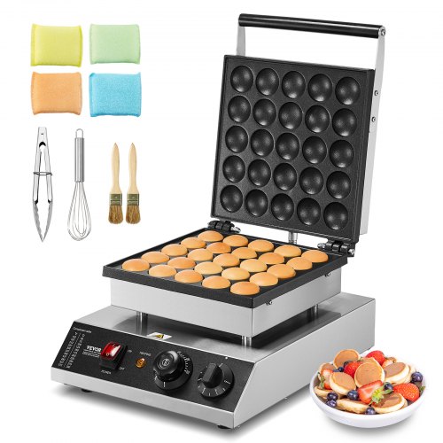 VEVOR Mini-Pfannkuchenmaker kommerzielle Dutch Mini Pfannkuchen Maschine, 25 Stk., 43 mm Durchmesser, Dorayaki-Backmaschine, 1700 W, Temperatur- und Zeitregelung, in Küchen, Cafés und Restaurants