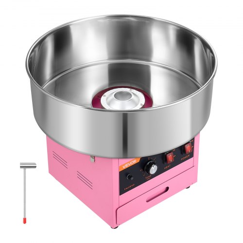 VEVOR Zuckerwattemaschine 1000 W Elektrischer Zuckerwattebereiter Rosa für Geburtstagsfeiern und Familienfeste, mit Zuckerschaufel, Aufbewahrungsschublade, Überhitzungs- und Überlastungsschutz
