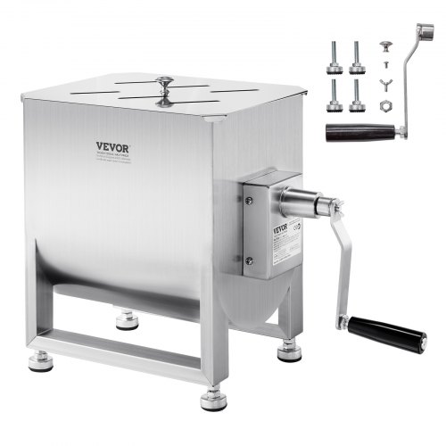 VEVOR manueller Fleischmischer 30 L Fleischverarbeitungsgerät (maximales Mischen von 20,4 kg Fleisch), Fleischmischer aus Edelstahl, Wurstmischer mit Untersetzungsgetriebe, Handmixer für Hackfleisch SYRLJBJBKQXK8RH6N001V0