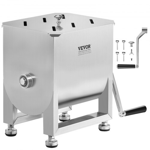 VEVOR manueller Gastro Fleischmischer 15 L Fleischverarbeitungsgerät (maximales Mischen von 6,8 kg Fleisch), Fleischmischer aus Edelstahl, Wurstmischer mit Deckel und Griff, Handmixer für Hackfleisch