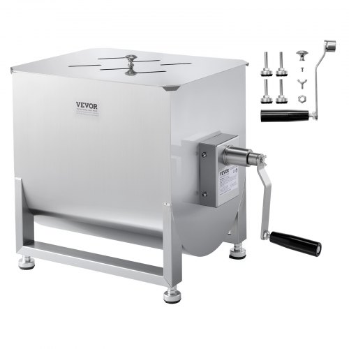 VEVOR manueller Fleischmischer 40 L Fleischverarbeitungsgerät (max. Mischen von 27,2 kg Fleisch), Fleischmischer aus Edelstahl, Wurstmischer mit Untersetzungsgetriebe, Handmixer für Hackfleisch SYRLJBJBKQXKUC5OQ001V0