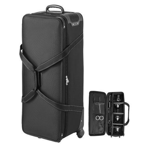 VEVOR Studio Trolley 100x38x32 cm, Transporttasche, Koffer für Studioausrüstung, Studiotasche auf Rollen, Tragetasche mit Rollen, Riemen, gepolstertem Fach, Griff, für Lichtstative, Stative, Teleskope