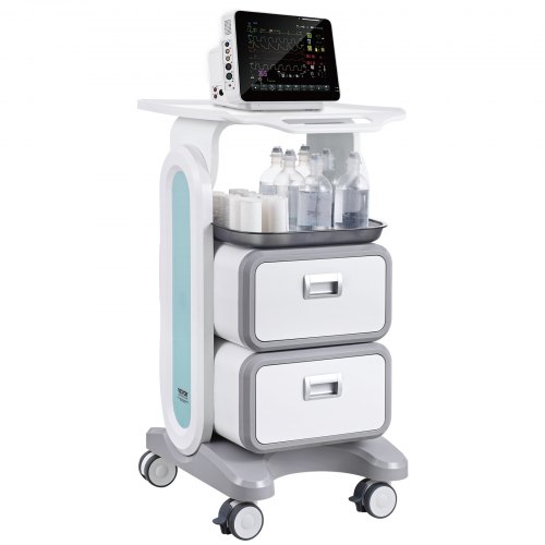 VEVOR Laborwagen mit 3 Ebenen, Laborwagen mit 2 Schubladen und 1 oberen Ablage, mobiler medizinischer Wagen aus ABS-Material, Laborrollwagen mit 4 leisen Rädern für Labor, Klinik, Krankenhaus, Salon, weiß SYSTCECKFBS498TJSV0