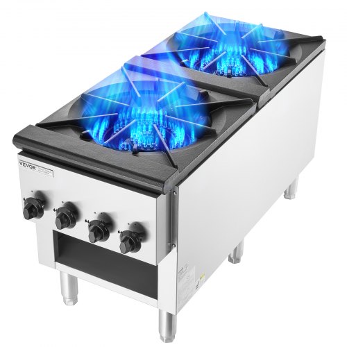 

VEVOR Kommerzieller Gasherd Gaskochherd mit Schrank & 2 Brenner, Propan / Erdgas-Kochherd Edelstahl-Gaskochplatte, kommerzielles Kochgerät 460 x 1170 x 610 mm für Restaurants Hotel Café 52 kW