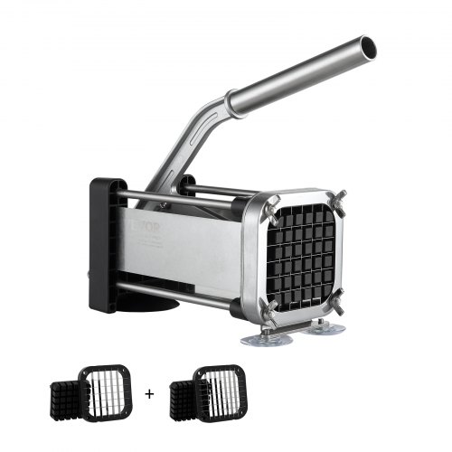 VEVOR Pommes-Frites-Schneider Kartoffelschneider mit 1/2-Zoll- und 3/8-Zoll-Klingen aus rostfreiem Stahl, manueller Kartoffelschneider und -zerkleinerer mit Saugnäpfen, ideal für Pommes Frites