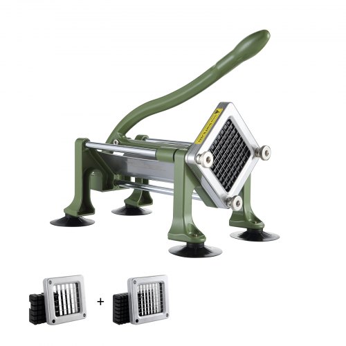 

VEVOR Pommes-Frites-Schneider Kartoffelschneider mit 1/2 Zoll & 3/8-Zoll-Klinge aus Edelstahl, manueller Kartoffelschneider & Zerkleinerer mit Saugnäpfen, ideal für Kartoffeln Pommes Frites Gemüse