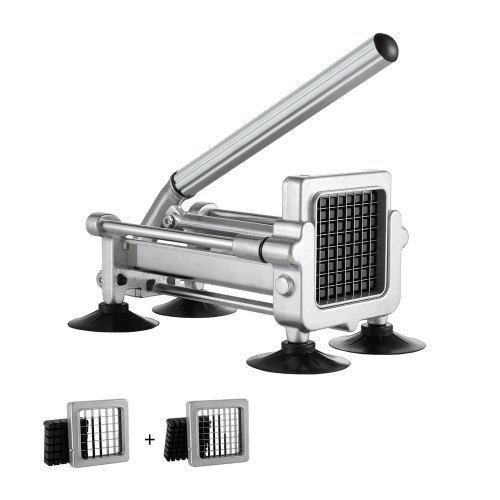VEVOR Pommes-Frites-Schneider, Kartoffelschneider mit 1/2 Zoll & 3/8 Zoll Edelstahlklingen, manueller Kartoffelzerkleinerer mit Saugnäpfen & Griff, ideal für Kartoffeln Pommes Frites Gemüse