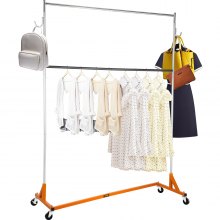 VEVOR Kleiderständer im Rohrstil 60 x 159 x 215 cm, industrielle Kleiderstange schwerlast, kommerzieller Z-förmiger (Orange, 1 Stück 2 Schicht)