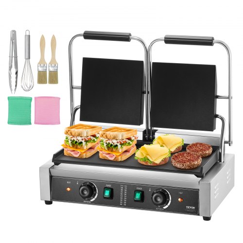 

VEVOR Kommerzielle Panini Press Grill Elektrische Sandwichmaker-Platte Flach