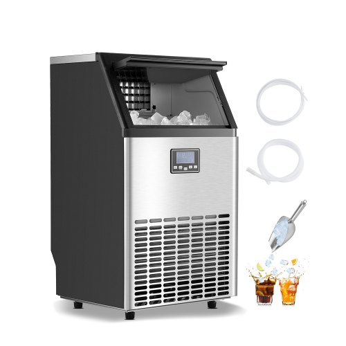 VEVOR kommerzielle Eismaschine (58,97 kg/Tag) Eisbereiter mit 14,97 kg Speicherkapazität, 45 Eiswürfel in 15 Minuten, LED-Digitalanzeige, freistehend, selbstreinigend, für Bar Büro Restaurant