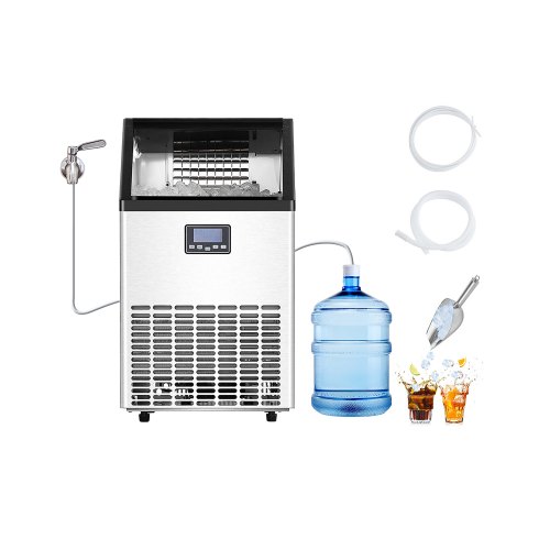 

VEVOR kommerzieller Eisbereiter, 150 lbs/24 h, 45 Eiswürfel in 15 Minuten, freistehende Eismaschine mit 33 lbs großer Speicherkapazität für Bar, Büro, Restaurant, mit LED-Digitalanzeige und Selbstreinigung